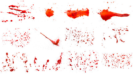 Collection drops of red blood isolated on white background,abstract pattern