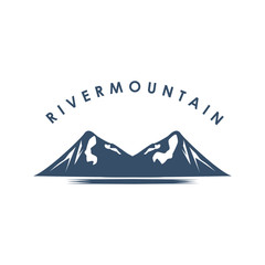 River Mountain illustration, outdoor adventure logo design