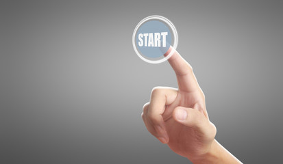 Hands touching button screen interface global connection customer networking