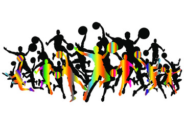 Sports Background. Basketballs Of Logo Design. Icon, Exercise, Equipment, Symbol, Silhouette. Vector illustration.