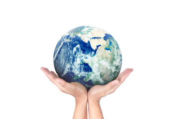 Globe ,earth in human hand. Earth image provided by Nasa