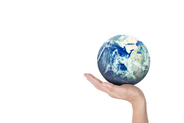 Globe ,earth in human hand. Earth image provided by Nasa