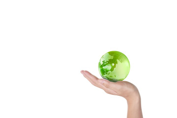 Globe ,earth in human hand. Earth image provided by Nasa