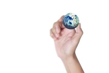 Globe ,earth in human hand. Earth image provided by Nasa