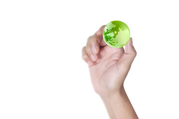 Globe ,earth in human hand. Earth image provided by Nasa