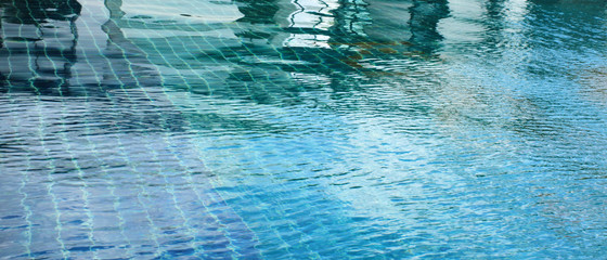 Blue water in swimming pool