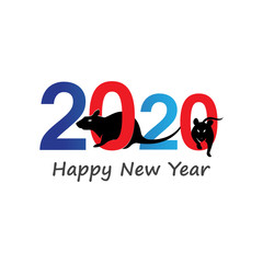 Happy New Year 2020 Text Design Patter, Vector illustration