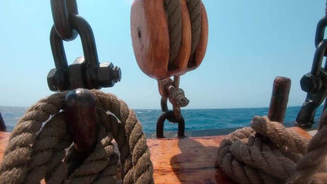 Close-up de Polea de madera