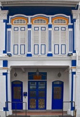 Restored blue and white peranakan shop house.