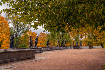 Golden autumn in Catherine Park, Pushkin, St. Petersburg, Russia.