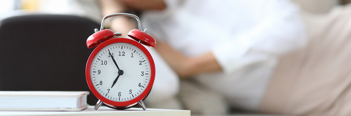 Naklejka premium Woman tired after business day came home