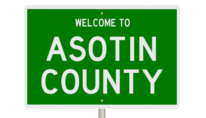 Rendering of a green 3d sign for Asotin County