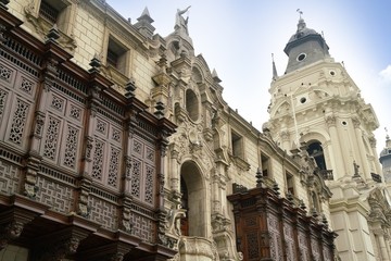 Lima Cathedral at the Plaza de Armas in Lima, Peru