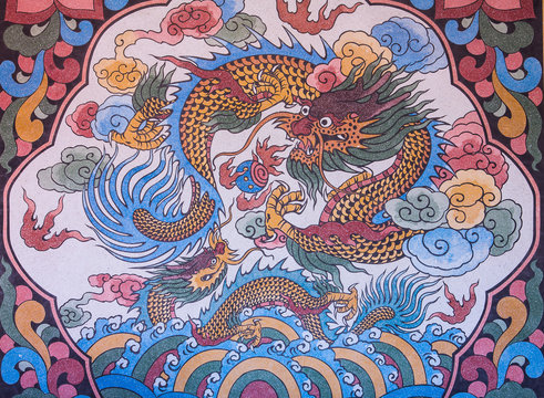 Dragon painting in the wall