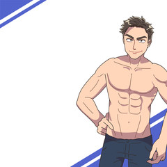 Fototapeta premium 筋肉 筋トレ ダイエット 男性 美容