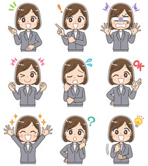 スーツ ビジネスウーマン 女性 イラスト素材 Wall Mural よぴんこ Yopinco