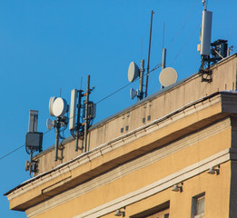 Antennas on the roof of the house