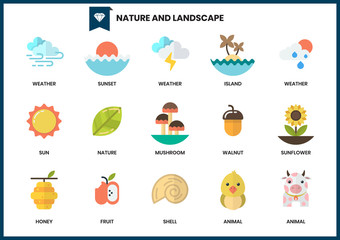 Nature icons set for business