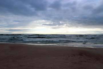 evening sky over the baltic sea beach