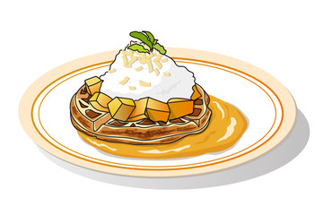 Waffles topped with a sweet and delicious sauce until enchanted