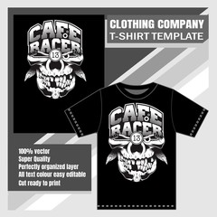 mock up clothing company, t-shirt template,skull cafe racer