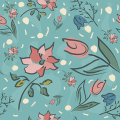 Floral Seamless Pattern. Hand Drawn.