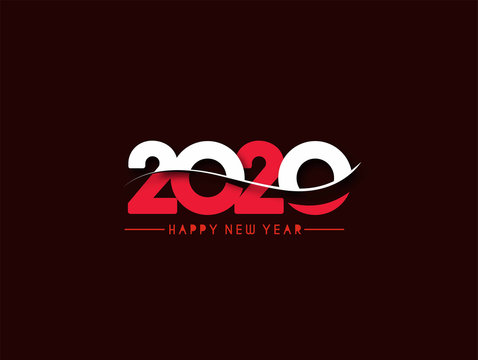 Happy New Year 2020 Text Typography Design Pattern, Vector illustration.