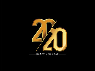 Happy New Year 2020 Text Typography Design Pattern, Vector illustration.