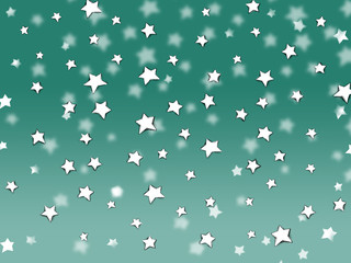 Sterne rieseln wie Schnee vom Himmel vor grünem Hintergrund