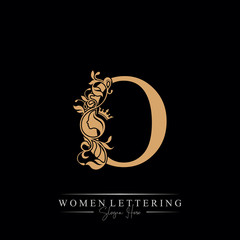 Initial letter Luxury O logo with beautiful woman portrait. Leaf Ornament Luxury glamour concept.