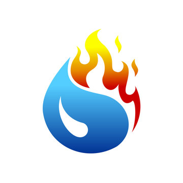 water fire logo, Hot water drop logo template - Vector