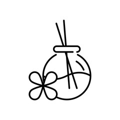 Concept of Aromatherapy. Outline thin line flat illustration. Isolated on white background. 