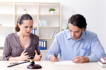 Young family in marriage divorce concept