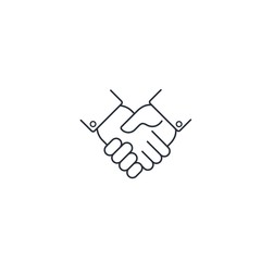 Handshake. Common interests. Vector linear icon on a white background.