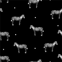 Fototapeta na wymiar Minimal zebra safari mixed with polka dots seamless pattern in vector ,Design for fashion , fabric, web,wallpaper, and all prints