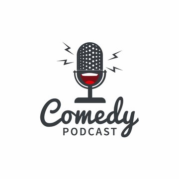Comedy Podcast Logo Design Vector 