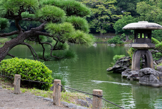 stone lantern in japaneese garden