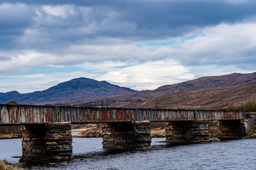 rusty bridge scotland lake river landscape outdoor