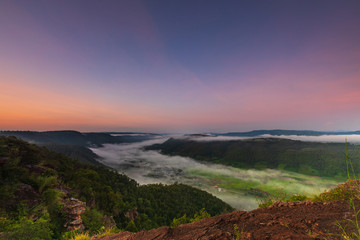Fototapeta premium Phu-E-Lerd, Landscape sea of mist on the mountain in Loei province Thailand.