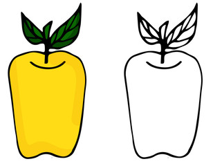 Hand-drawn apples with leaflets, red and for decoration. Isolated on white background.Scribble