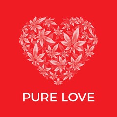 Marijuana leaf heart vector illustration