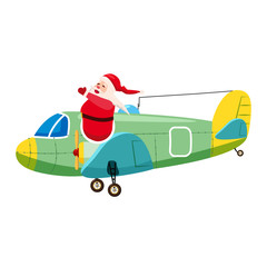 Santa Flying cargo airplane retro vintage.