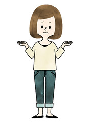 女性-比較・選択・悩み-首をかしげる-水彩