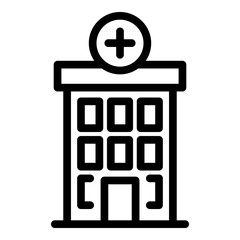 Hospital building icon. Outline hospital building vector icon for web design isolated on white background