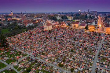 Bjelovar, Bjelovar Bilogora County, Croatia - November 1, 2019: All Hallows' Day on Bjelovar cemetery St. Andria