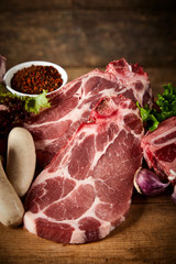 Two portions of fresh raw nackensteak