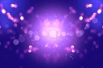 Colorful pink blue bokeh background of Christmas lights and New year