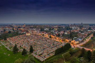 Obraz premium Bjelovar, Bjelovar Bilogora County, Croatia - November 1, 2019: All Hallows' Day on Bjelovar cemetery St. Andria