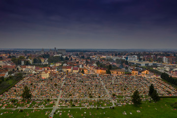 Bjelovar, Bjelovar Bilogora County, Croatia - November 1, 2019: All Hallows' Day on Bjelovar cemetery St. Andria