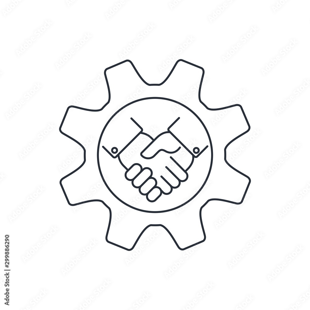Poster a joint project. vector linear icon on a white background.